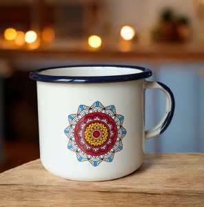 Kubek z mandalą - 0,5 l - kremowy 