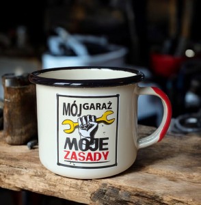 Kubek "Mój garaż, moje zasady" - 0,35 l - kremowy  