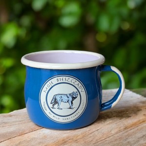 Kubek Moje Bieszczady - 0,35 l - wypukły, niebieski z różowym środkiem 