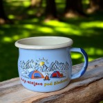 Kubek campingowy "Moje miejsce pod słońcem" - 0,35 l - wypukły, niebieski