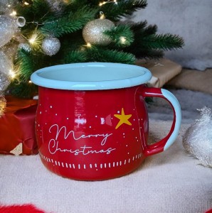  Kubek Merry Christmas  - 0,35 l - wypukły, czerwony