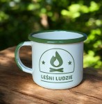 Kubek Leśni Ludzie - poj. 0,35 l - kremowy, z jasnym zielonym brzegiem 