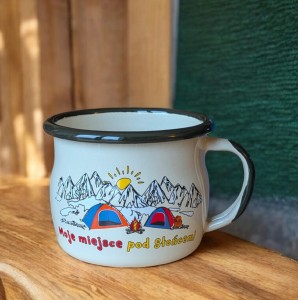 Kubek campingowy "Moje miejsce pod słońcem" - 0,35 l - kremowy, wypukły