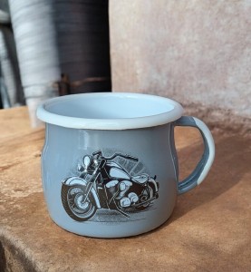 Kubek z motocyklem - 0,35 l - wypukły, szary 
