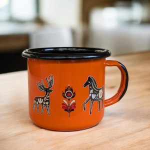 Kubek z konikami ludowymi - 0,35 l - pomarańczowy