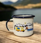 Kubek "Szczęście to być w drodze"- 0,5 l - kremowy  