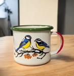 Kubek  z sikorkami - 0,35 l - kremowy  