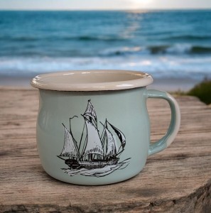 Kubek  z żaglowcem " - 0,35 l - wypukły, miętowy 