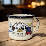 Kubek podróżniczy "Szczęście to być w drodze"- 0,35 l - kremowy   