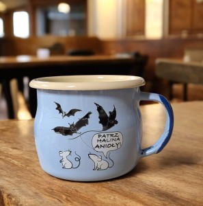 Kubek z nietoperzami "Halina" - 0,35 l - wypukły, niebieski   