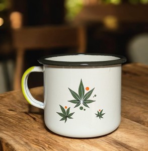 Kubek z listkiem - poj. 0,5 l - kremowy 