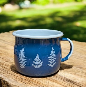 Kubek z paprociami  -  0,5 l wypukły, niebieski 