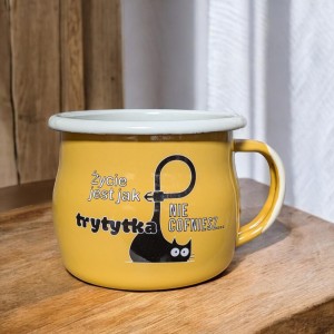 Kubek "Życie jest jak trytytka" - 0,35 l - wypukły, żółty