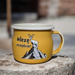 Kubek "Wlezę wszędzie" - 0,35 l - wypukły, żółty 