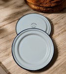 Talerzyk mały - średnica 17 cm - kremowy z granatowym brzegiem