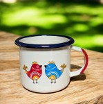 Kubek z kurkami ludowymi - 0,35 l - kremowy 