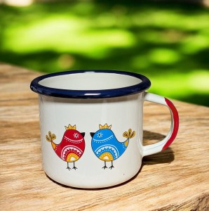 Kubek z kurkami ludowymi - 0,35 l - kremowy 