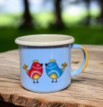 Kubek z kurkami ludowymi - 0,35 l - niebieski 