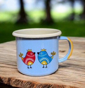 Kubek z kurkami ludowymi - 0,35 l - niebieski 