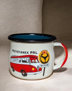 Kubek  "Przystanek PRL" - 0,35 l - wypukły,  kremowy 