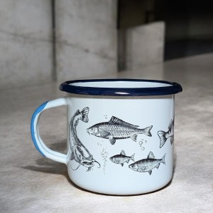Kubek z rybami - 0,35 l prosty - biały   
