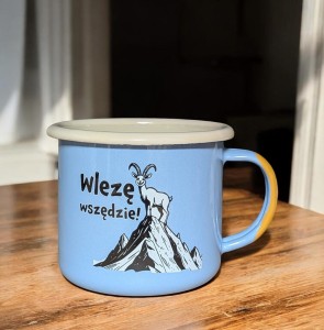 Kubek "Wlezę wszędzie" - 0,35 l - niebieski