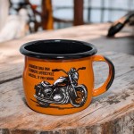 Kubek z motocyklem - 0,35 l - wypukły,  pomarańczowy 