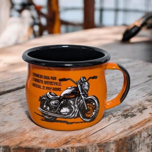 Kubek z motocyklem - 0,35 l - wypukły,  pomarańczowy 