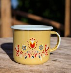Kubek z kwiatowym motywem ludowym - 0,5 l - żółty 