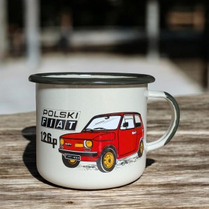 Kubek "Polski Fiat 126p"- 0,5 l - kremowy  