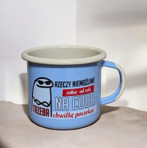 Kubek "Rzeczy niemożliwe robię od ręki" - 0,35 l - jasnoniebieski 