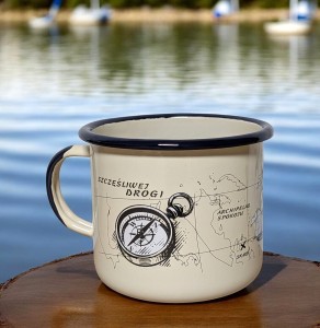 Kubek podróżniczy "Szczęśliwej drogi już czas" - 0,5 l - kremowy