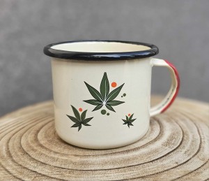 Kubek z listkami - 0,35 l - kremowy 