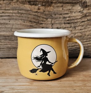 Kubek z wiedźmą - 0,35 l - żółty, wypukły